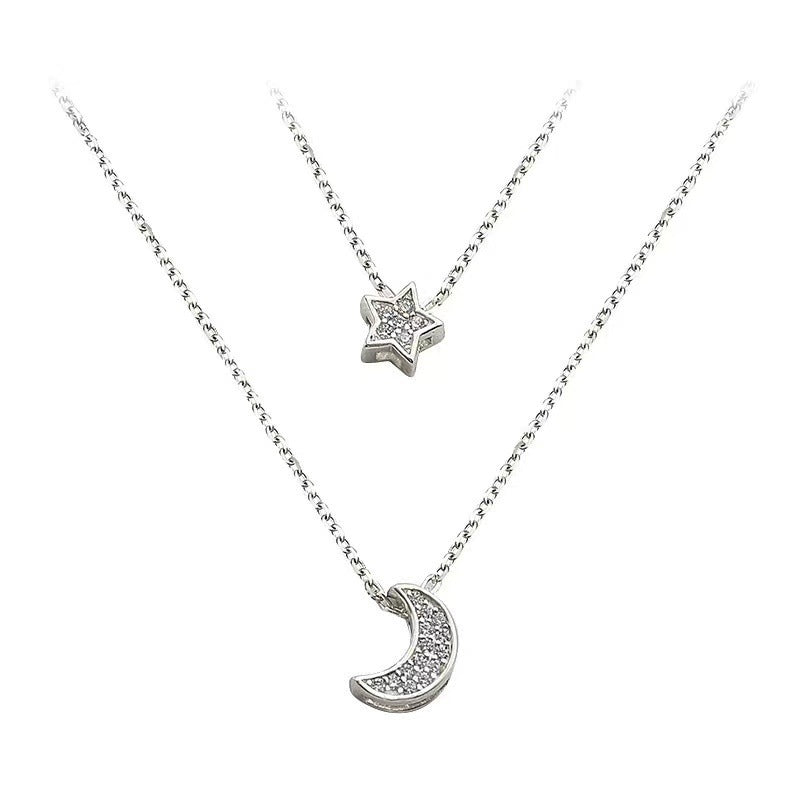 Diamond Star Moon Necklace