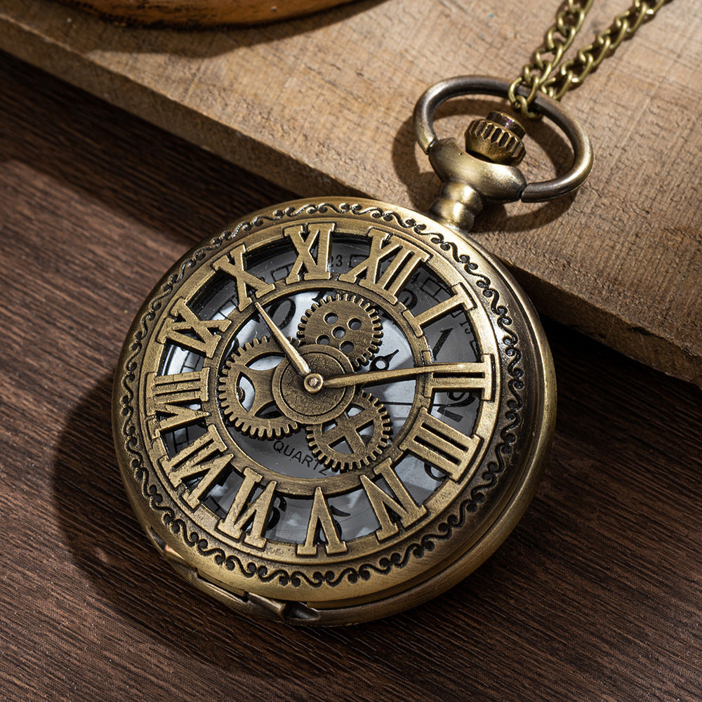 Hollow Bronze Mechanical Pocket Watch