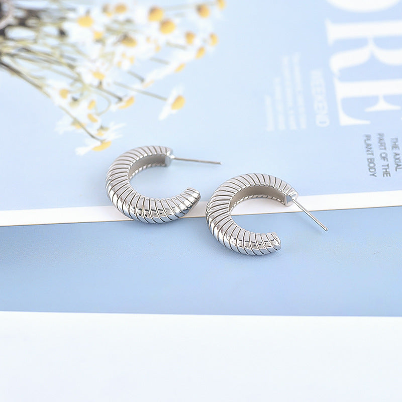 Round Texture Oval Earrings