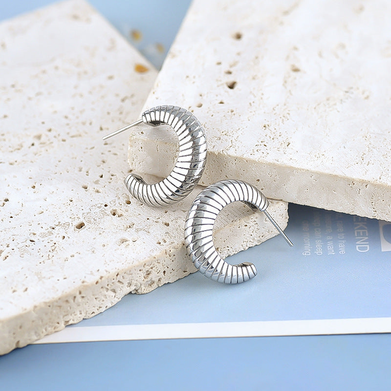 Round Texture Oval Earrings