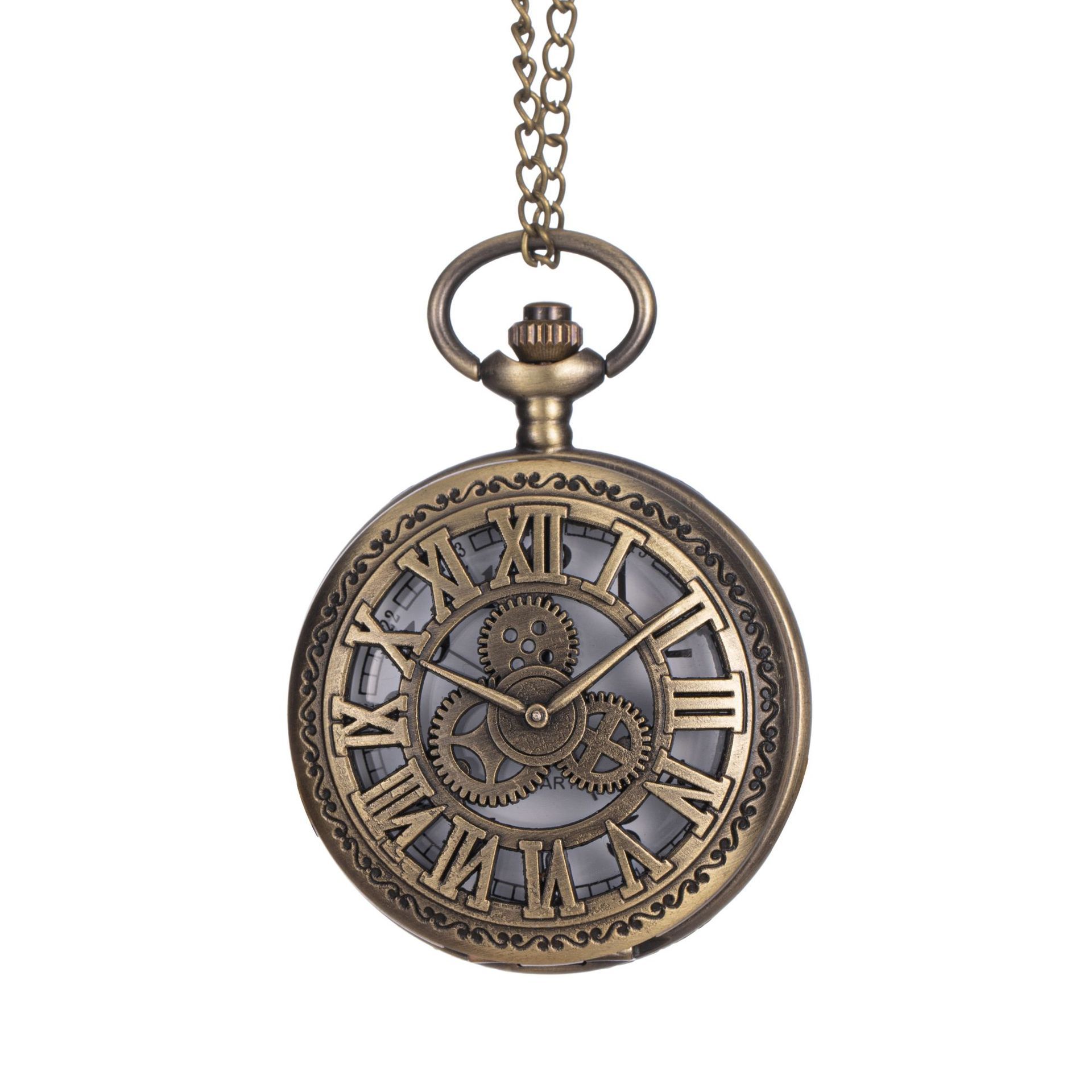 Hollow Bronze Mechanical Pocket Watch