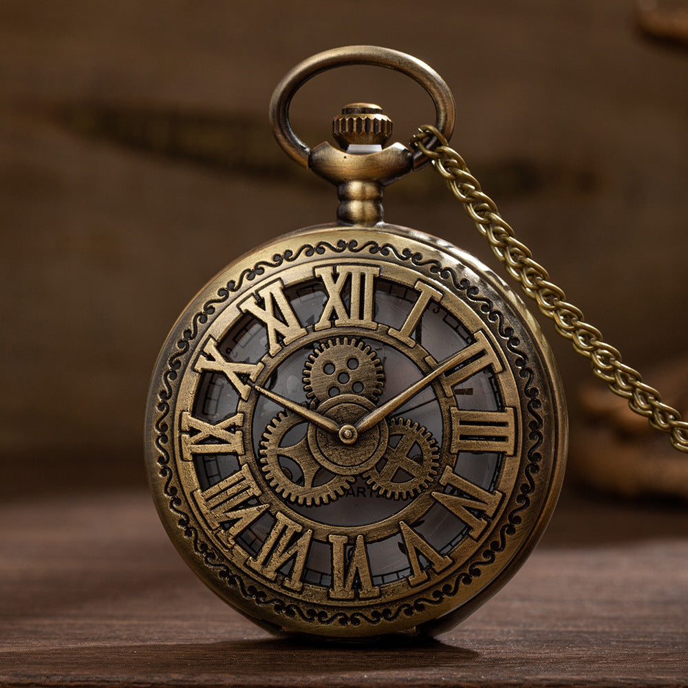 Hollow Bronze Mechanical Pocket Watch