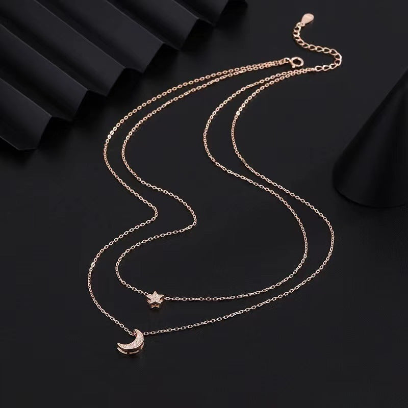 Diamond Star Moon Necklace