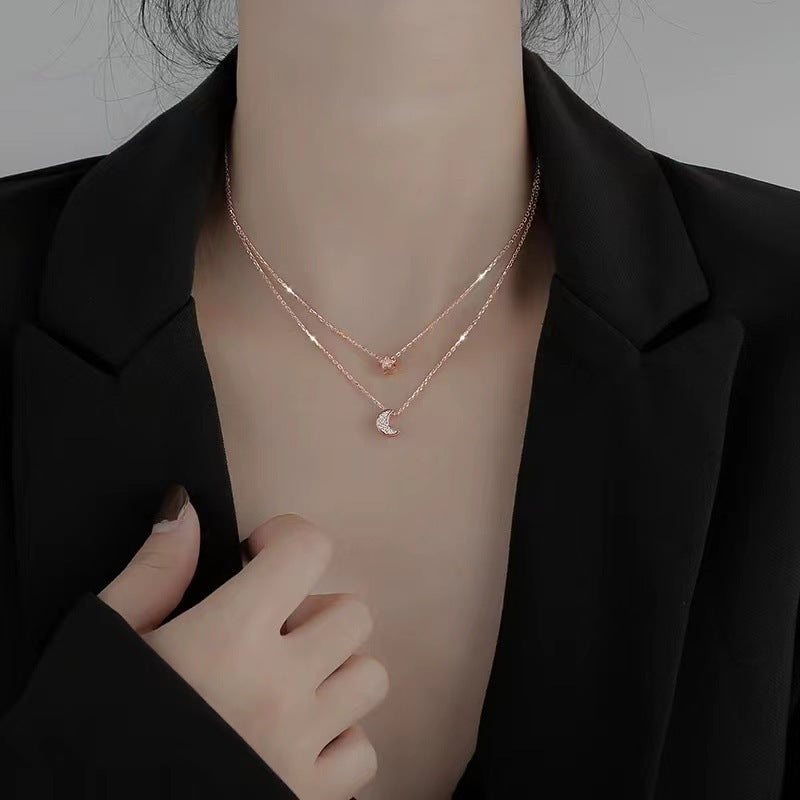 Diamond Star Moon Necklace